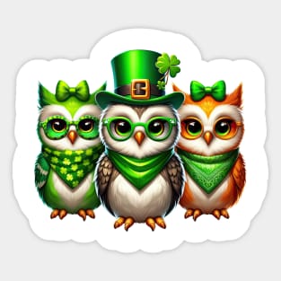 St Patricks Day Trio of Owls Sticker